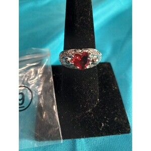 Red Crystal Ring Size 9 with Little Beads on the Side.